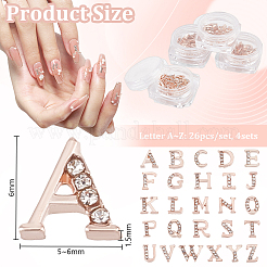 合金ラインストーンカボション  ネイルアートの装飾の付属品  文字L  ローズゴールド  6x5~6x1.5mm&nbsp;MRMJ-WH0082-67RG