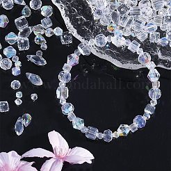 280個14スタイルのガラスビーズ連売り  多面カット  混合図形  ミックスカラー  3~13x4~8x4~8mm  穴：0.4~1.5mm  20個/スタイル&nbsp;EGLA-SZ0001-39