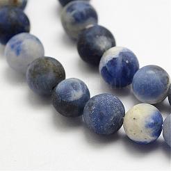 天然石ソーダライトビーズ連売り  艶消し  ラウンド  染め  6mm  穴：1mm  約58~62個/連  14.5インチ&nbsp;G-J364-01-6mm