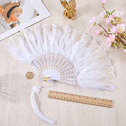 Plastic Folding Fan with Tassels&nbsp;AJEW-WH20130-170A