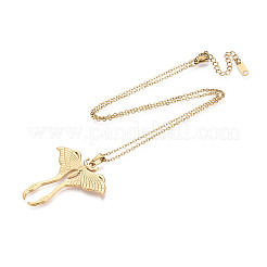 304 Stainless Steel Pendant Necklaces&nbsp;NJEW-T018-18G