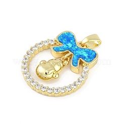 Christmas Theme Rack Plating Brass Micro Pave Cubic Zirconia Pendants&nbsp;KK-U032-14G-03