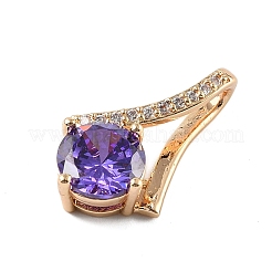 Brass Micro Pave Cubic Zirconia Pendants&nbsp;KK-E795-22KCG-02