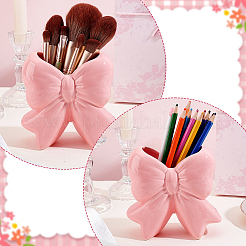 陶器の蝶結びの花瓶のディスプレイ装飾  ピンク  120x62x128mm&nbsp;AJEW-WH0410-59