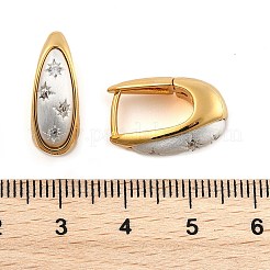 ツートンカラーの真鍮マイクロパヴェクリアキュービックジルコニアフープピアス  星と涙  ゴールデン＆シルバー  18.5x7.5mm&nbsp;EJEW-U055-25A-GS