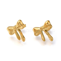 女性用304ステンレススチールスタッドピアス  蝶結び  18KGP本金メッキ  14x15mm&nbsp;EJEW-F337-01G-07