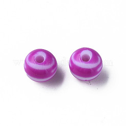不透明な縞模様のアクリルビーズ  ラウンド  ミディアム蘭  10mm  穴：2mm  約940個/500g&nbsp;MACR-S373-27D-02