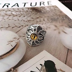Hip-hop Style 201 Stainless Steel and Glass Finger Rings&nbsp;FS-WG99B6A-02