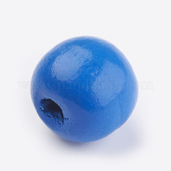 天然木のビーズ  染め  ラウンド  ドジャーブルー  14x13mm  穴：3.5~4.5mm  約680個/500g&nbsp;WOOD-Q030-57E