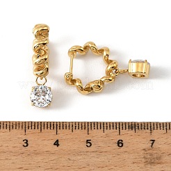 304ステンレススチール製マイクロパヴェキュービックジルコニアスタッドピアス  ラウンド  ゴールドカラー  27.5x18mm&nbsp;EJEW-Z173-01G