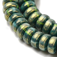 手作り樹脂粘土ビーズ連売り  グリッターパウダー付き  ロンデル  ティール  7~7.5x3~3.5mm  穴：1.6mm  約116~118個/連  15.55~15.94''（39.5~40.5センチメートル）&nbsp;CLAY-H006-03I