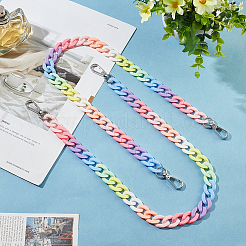 Rainbow Color Acrylic Curb Chain Bag Strap&nbsp;FIND-WH0143-47A