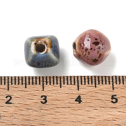 ヴィンテージの手作り磁器ビーズ  ファンシーアンティーク施釉磁器  菱形  ミックスカラー  9.5~11x10~11x9~10.5mm  穴：2~2.5mm  10個/セット&nbsp;PR-CBA7C1A-02