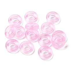 透明ガラス欧州ビーズ  大穴ビーズ  ドーナツ  パールピンク  10x3mm  穴：3.0~4.3mm&nbsp;LS-GLAA-D009-01D