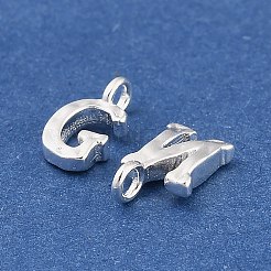 26個、26つのスタイル、925つのスターリングシルバーチャーム  a～zの文字  銀  8~8.5x2.5~5.5x1.5~3mm  穴：1.5mm  1個/スタイル&nbsp;STER-B010-03S