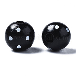 Painted Natural Wood European Beads&nbsp;WOOD-S057-056F