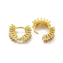ブラスマイクロパヴェキュービックジルコニアフープピアス  18KGP本金メッキ  ラウンド  13x6mm&nbsp;EJEW-C088-04D-G