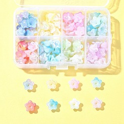 120色UVメッキ虹色アクリルビーズキャップ8個  5  - 花びらの花  ミックスカラー  12.5x12.5x6.5mm  穴：1.5mm  15個/カラー&nbsp;OACR-FS0001-64