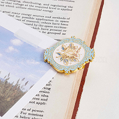 合金クリップ  紙の文書用  学校事務用品  花付きフラットラウンド  淡いターコイズ  45x45x16mm&nbsp;AJEW-WH20054-191A