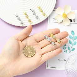 真鍮とラインストーンの折りたたみ式留め具2色6個  フラットラウンド  ミックスカラー  45x7x3.5mm  3個/カラー&nbsp;FIND-CJ0005-97