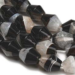 天然石瑪瑙ビーズ連売り  染め＆加熱  双円錐形  ブラック  15~17.5x13~14.5mm  穴：1.2~1.4mm  約25個/連  15.39''（39.1センチメートル）&nbsp;GG-L001-D02-02D