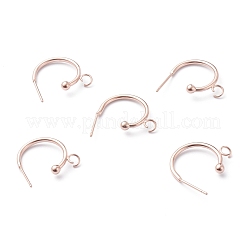 304ステンレススチールハーフフープピアス  ローズゴールド本金メッキ  19x16x3mm  ピン：0.8mm&nbsp;STAS-Z028-B01-RG