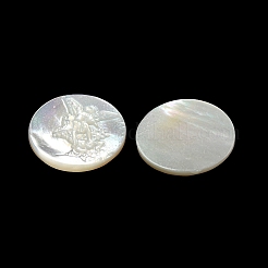 Carved Natural White Shell Cabochons&nbsp;SSHEL-N038-06B-05