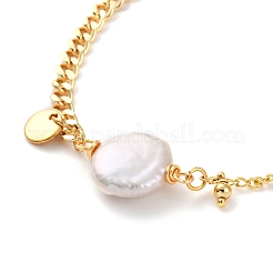 Natural Baroque Pearl Keshi Pearl Link Bracelets&nbsp;BJEW-JB05803-04