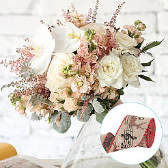 1 Roll Printed Polyester Imitation Burlap Ribbons&nbsp;OCOR-GO0001-08