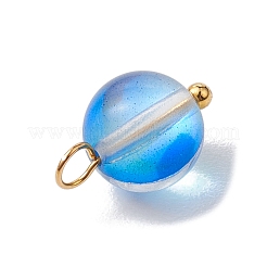 染色合成ムーンストーンラウンドチャーム  金色の真鍮ループ  ミックスカラー  13x8mm  穴：2mm&nbsp;PALLOY-JF02690-02