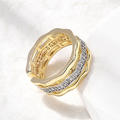 Brass Micro Pave Clear Cubic Zirconia Cuff Rings&nbsp;RJEW-H262-04G
