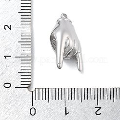 304ステンレスペンダント  ロックジェスチャーチャーム  変色防止  ステンレス鋼色  20.5x11x7.5mm  穴：1.5mm&nbsp;STAS-Z121-29P