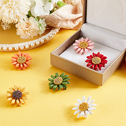 6Pcs 6 Color 3D Daisy Enamel Pins&nbsp;JEWB-WH0029-28G