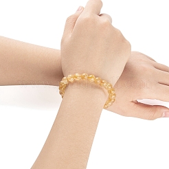 ナチュラルシトリンラウンドビーズストレッチブレスレット  彼女への石の贈り物  ビーズ：7.5~8mm  内径：2インチ（5.2cm）&nbsp;BJEW-LS0001-09