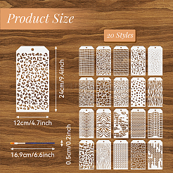 20Pcs 20 Styles PET Hollow Out Drawing Painting Stencils&nbsp;DIY-WH0669-039