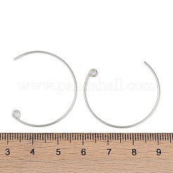 真鍮のピアスフック  C形  プラチナ  31x26x0.9mm  穴：1.9mm&nbsp;KK-C069-01P