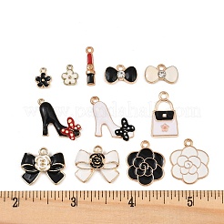 24個12スタイルアロイエナメルペンダント  ミックスカラー  8~26x4~20x1~5.5mm  穴：1.2~2.5mm  2個/スタイル&nbsp;ENAM-FP0003-04
