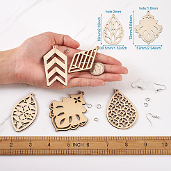 DIY 40 Pairs Natural Wooden Earring Making Kits&nbsp;DIY-TA0003-34P