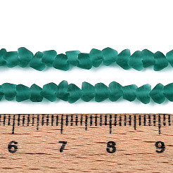 曇らされた透明なガラスビーズ  三角形  ティール  3~3.5x4~4.5x4~4.5mm  穴：0.8mm&nbsp;X1-GLAA-N016-4mm-04
