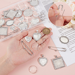 DIY Blank Dome Alloy Glass & Iron Brooch Jewelry Making Kits for Wedding Bouquet Ornaments&nbsp;DIY-UN0006-25