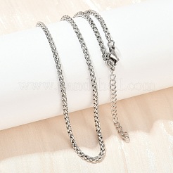 304ステンレススチール製ウィートチェーンネックレス（ユニセックス）  ステンレス鋼色  17.83インチ（45.3cm）  2.5mm&nbsp;NJEW-K395-01B-P