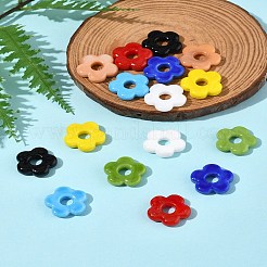 16個8色手作りランプワークビーズ  花  ミックスカラー  15~16x16x3.5~4.5mm  穴：4.5~5mm  2個/カラー&nbsp;LAMP-FS0001-27