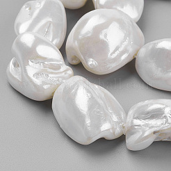 シェルパールビーズ連売り  ナゲット  ホワイトスモーク  9~28x8~27x7~20mm  穴：1mm  約17~23個/連  15.7インチ（39.8cm）&nbsp;BSHE-K010-08A