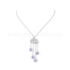 201 Stainless Steel Cloud with Glass Tassel Pendant Necklace for Women &nbsp;NJEW-JN04274
