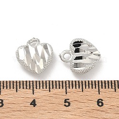 真鍮チャーム  ハートチャーム  カドミウムフリー＆鉛フリー  長持ちメッキ  ラックめっき  プラチナ  13x11.5x5mm  穴：1.5mm&nbsp;KK-C252-06P