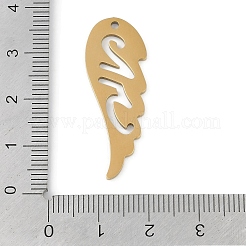 304ステンレスペンダント  翼のチャーム  ゴールドカラー  35x12.5x1.2mm  穴：1.6mm&nbsp;STAS-L279-007G