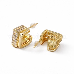 Clear Cubic Zirconia Square Stud Earrings&nbsp;EJEW-I270-04G
