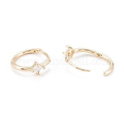 Brass Micro Pave Clear Cubic Zirconia Hoop Earring Findings&nbsp;KK-D063-06G