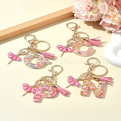 Letter A~Z Transparent Glitter Resin Pendant Keychains&nbsp;KEYC-FZ00024-16