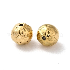 304ステンレススチールビーズ  花の丸  18KGP本金メッキ  8mm  穴：1.2mm&nbsp;STAS-I203-15G